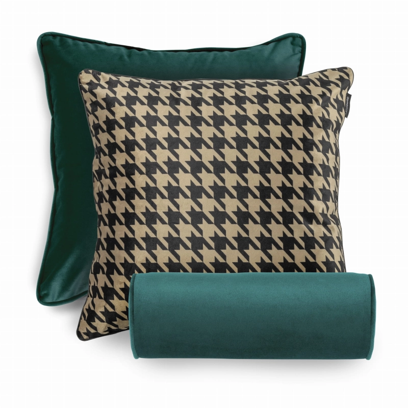 ZESTAW PODUSZEK SZMARAGD PEPITKA
