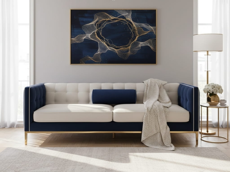 AMOR BASIC 4314 GRANATOWY WAŁEK DEKORACYJNY 20x50cm