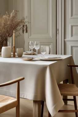 BEŻOWY WELWETOWY OBRUS NA WYMIAR 140 CM PALERMO 06