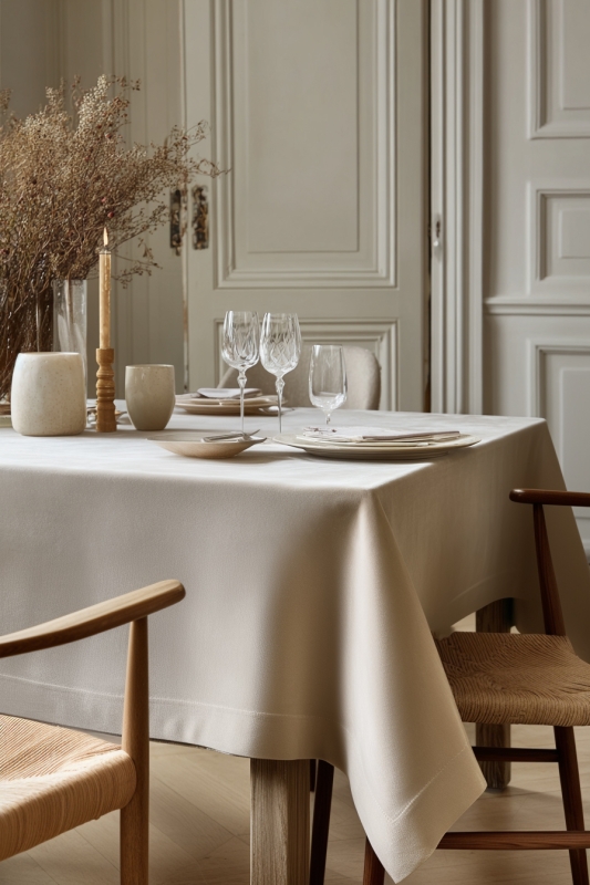 BEŻOWY WELWETOWY OBRUS NA WYMIAR 140 CM PALERMO 06